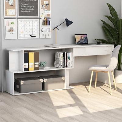 Corner Desk High Gloss White 78.7"x19.7"x29.9" Engineered Wood