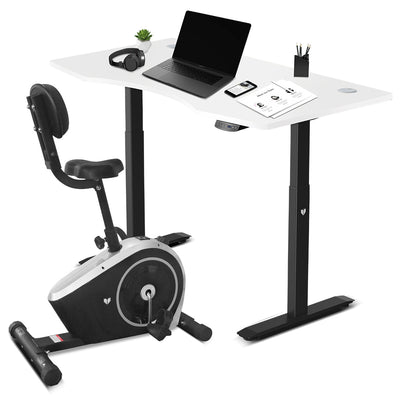 Cyclestation3 Exercise Bike with ErgoDesk Automatic Standing Desk 1500mm in White Payday Deals