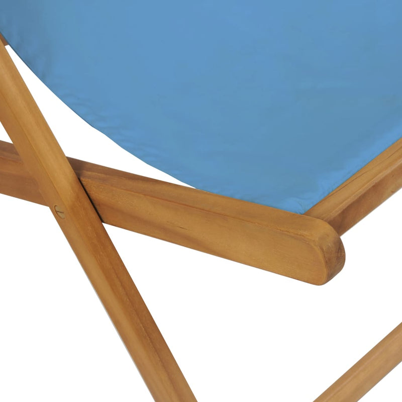 Deck Chair Teak 56x105x96 cm Blue Payday Deals