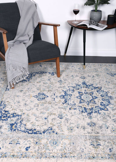 Delicate Navy Blue Traditional Rug 160x230 cm Payday Deals