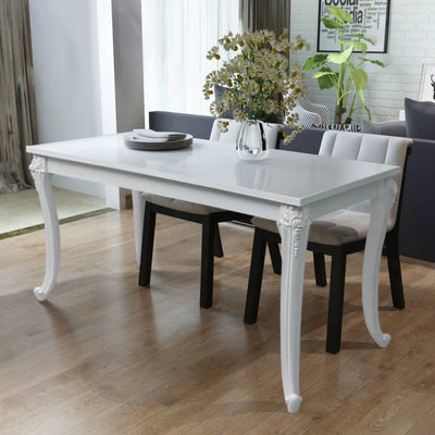 Dining Table 116x66x76 cm High Gloss White Payday Deals