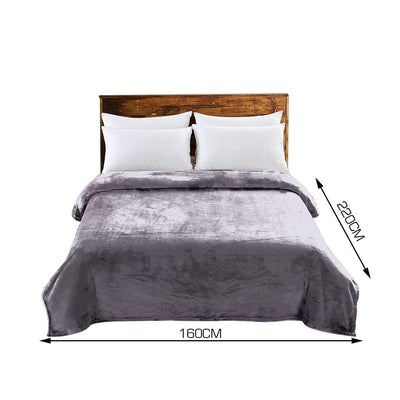 DreamZ 320GSM 220x160cm Ultra Soft Mink Blanket Warm Throw in Silver Colour Payday Deals