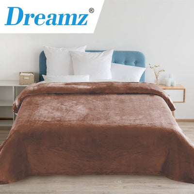 DreamZ 320GSM 220x240cm Ultra Soft Mink Blanket Warm Throw in Mink Colour Payday Deals
