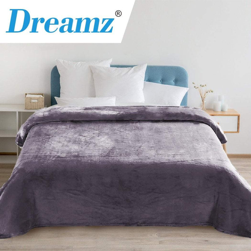 DreamZ 320GSM 220x240cm Ultra Soft Mink Blanket Warm Throw in Silver Colour Payday Deals