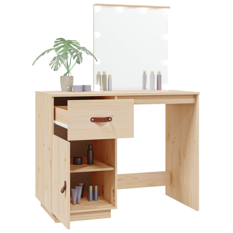 Dressing Table with LED 95x50x133.5 cm Solid Wood Pine Payday Deals