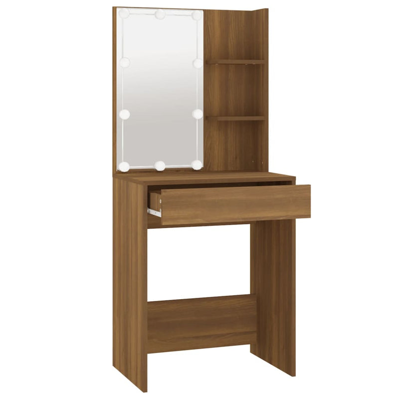 Dressing Table with LED Brown Oak 60x40x140 cm Payday Deals