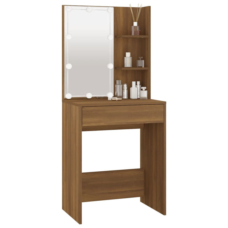 Dressing Table with LED Brown Oak 60x40x140 cm Payday Deals