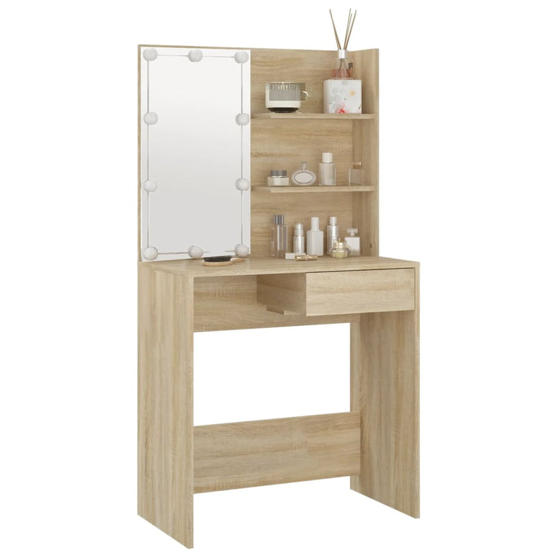 Dressing Table with LED Sonoma Oak 74.5x40x141 cm Payday Deals