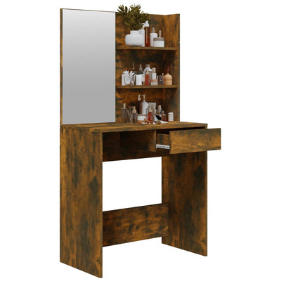 Dressing Table with Mirror Smoked Oak 74.5x40x141 cm Payday Deals