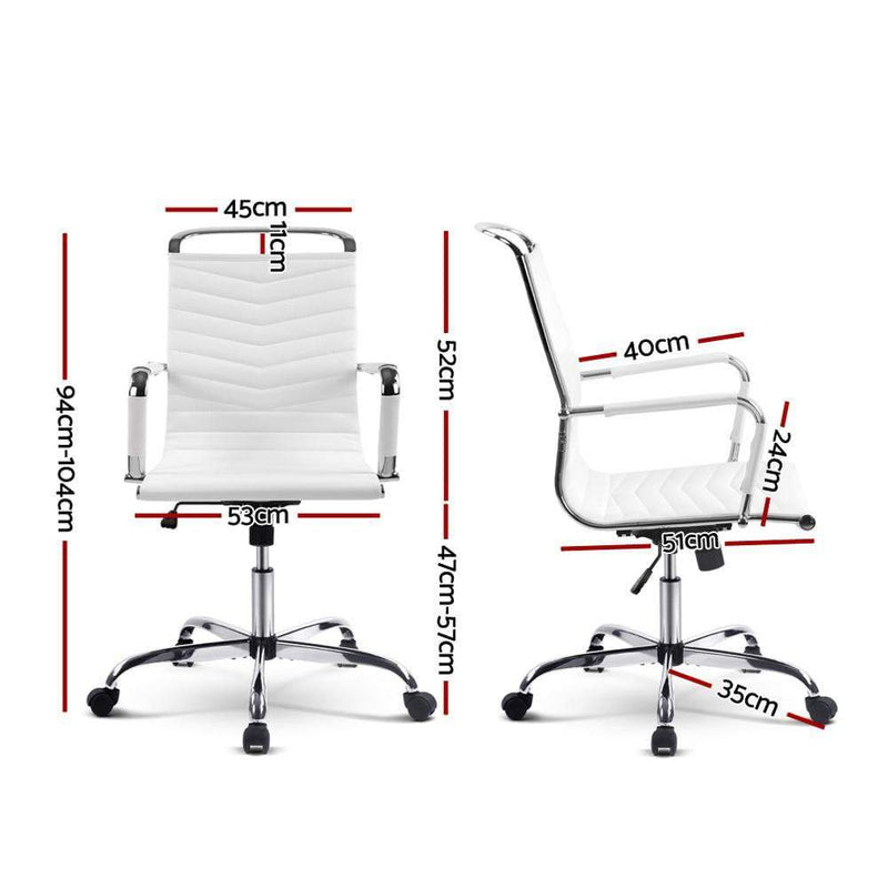 Eames Replica Office Chair Executive Mid Back Seating PU Leather White