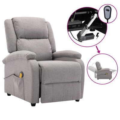 Electric Massage Recliner Light Grey Fabric Payday Deals