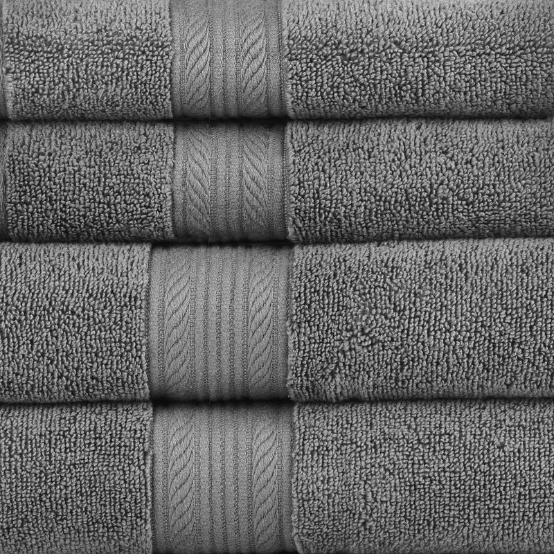 Amelia 500GSM 100% Cotton Towel Set -Zero Twist 6 Pieces -Dark Grey - Payday Deals