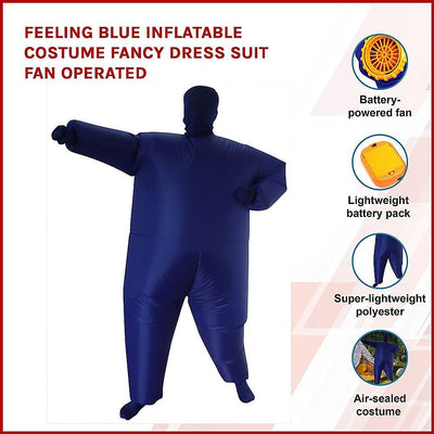 Feeling Blue Inflatable Costume Fancy Dress Suit Fan Operated Payday Deals
