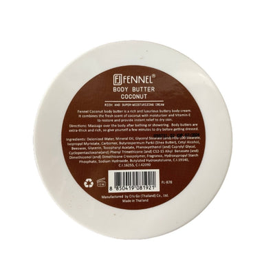 Fennel Body Butter Coconut Super-Rich Cream Skin Moisturiser 200g Payday Deals