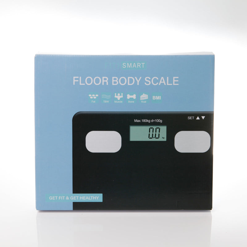 Fit Smart Electronic Floor Body Scale Black Digital LCD Glass Tracker Bathroom Payday Deals