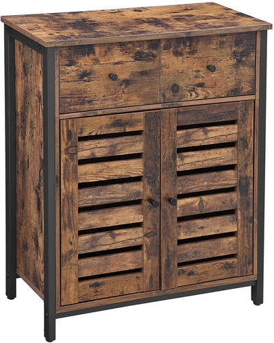 Floor Cabinet with 1 Drawer and Shelf, Rustic Brown