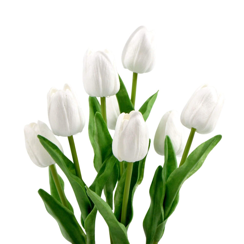 Flowering White Artificial Tulip Plant Arrangement With Ceramic Bowl 35cm Payday Deals