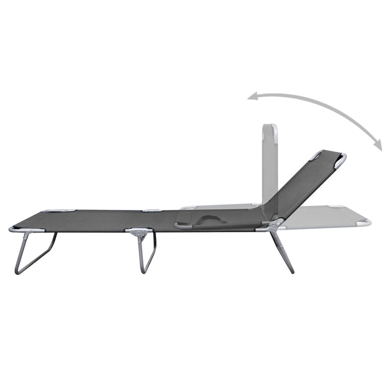 Foldable Sunlounger with Adjustable Backrest Grey Payday Deals