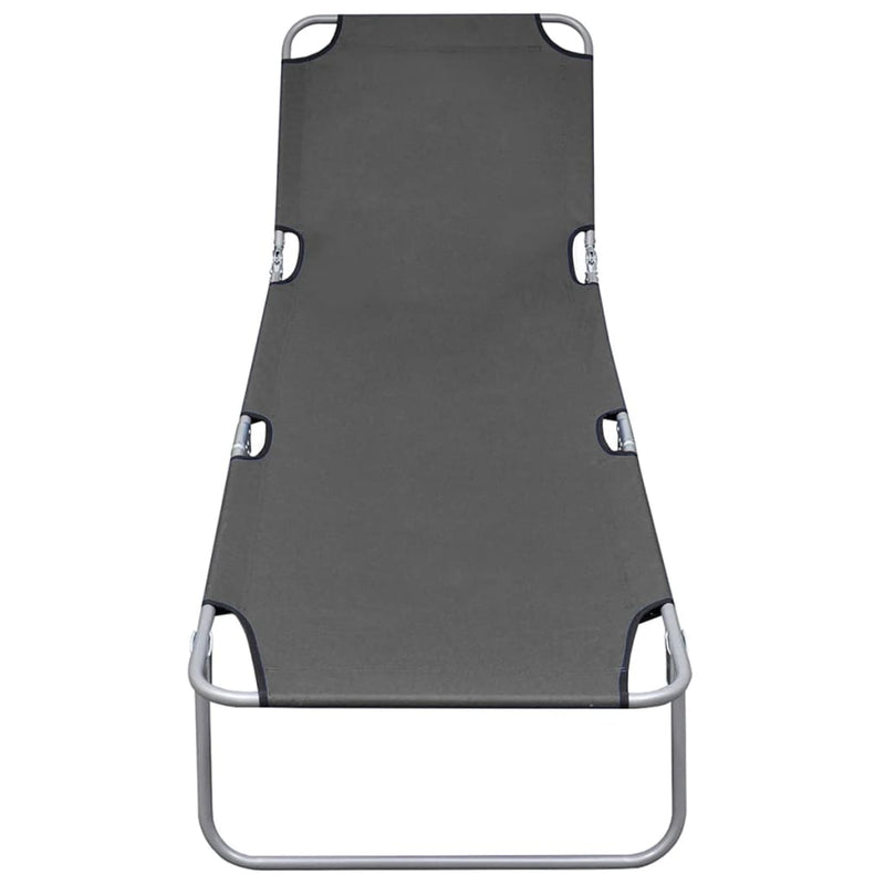 Foldable Sunlounger with Adjustable Backrest Grey Payday Deals