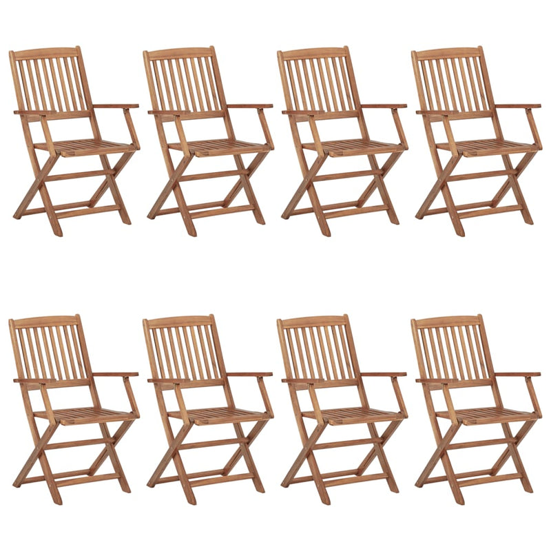 Folding Garden Chairs 8 pcs with Cushions Solid Acacia Wood Payday Deals