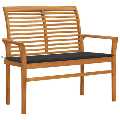 Garden Bench with Anthracite Cushion 112 cm Solid Teak Wood Payday Deals