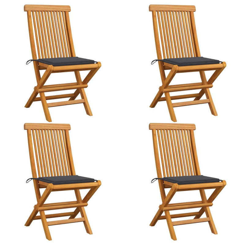 Garden Chairs with Anthracite Cushions 4 pcs Solid Teak Wood Payday Deals