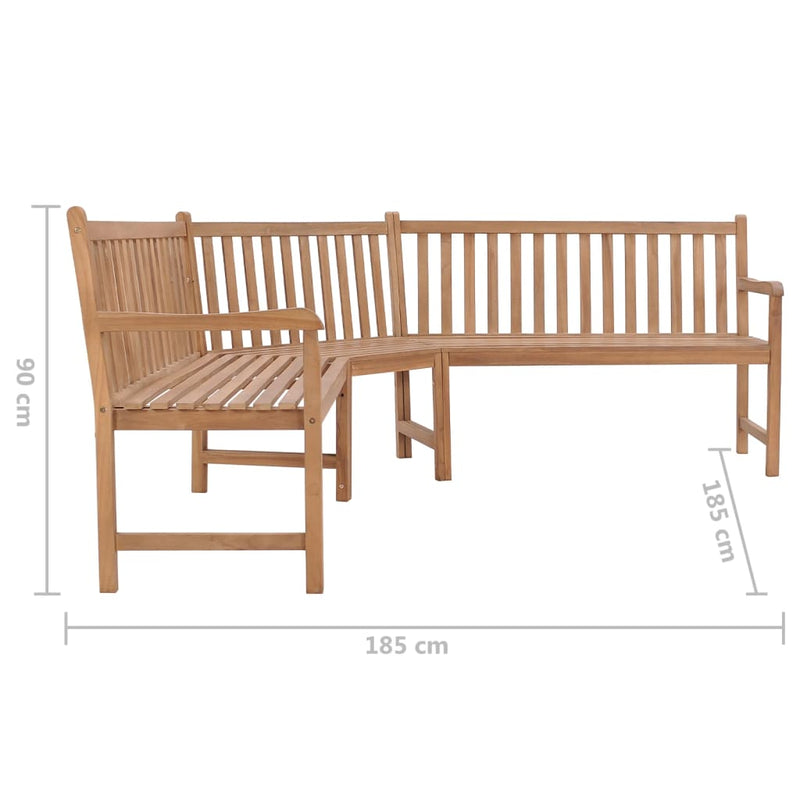 Garden Corner Bench 185x185x90 cm Solid Teak Wood Payday Deals