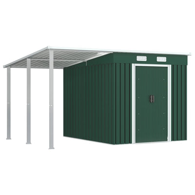 Garden Shed with Extended Roof Green 346x236x181 cm Steel Payday Deals