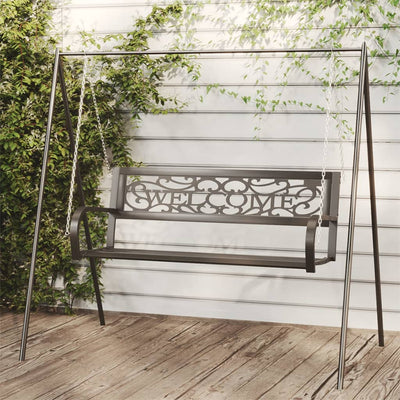 Garden Swing Bench 125 cm Steel and Plastic Black Payday Deals
