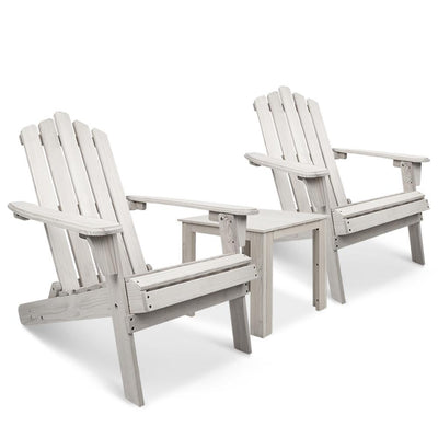 Gardeon 3pc Adirondack Outdoor Beach Chair Table Beige