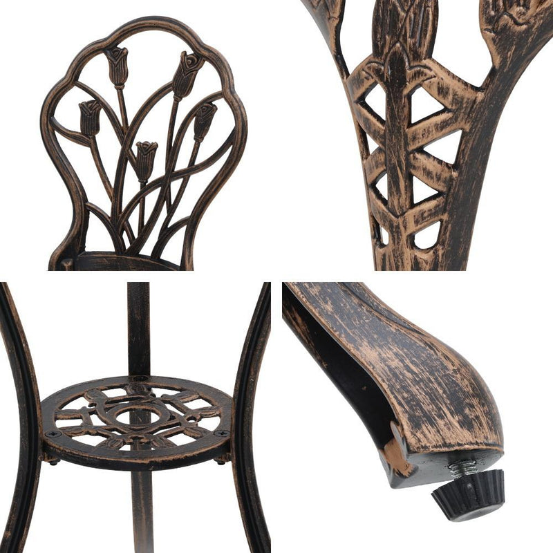 Gardeon 3PC Outdoor Setting Cast Aluminium Bistro Table Chair Patio Bronze Payday Deals