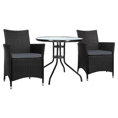 Gardeon Outdoor Furniture Dining Chair Table Bistro Set Wicker Patio Setting Tea Coffee Cafe Bar Set Payday Deals