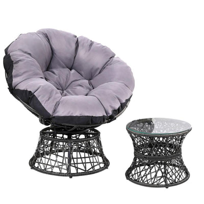 Gardeon Papasan Chair and Side Table - Black Payday Deals