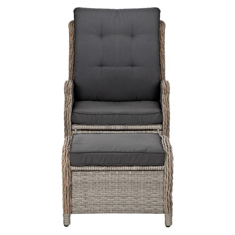 Gardeon Set of 2 Recliner Chairs Sun lounge Outdoor Patio Furniture Wicker Sofa Lounger Payday Deals
