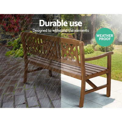 Gardeon Wooden Garden Bench 3 Seat Patio Furniture Timber Outdoor Lounge Chair Natural Payday Deals