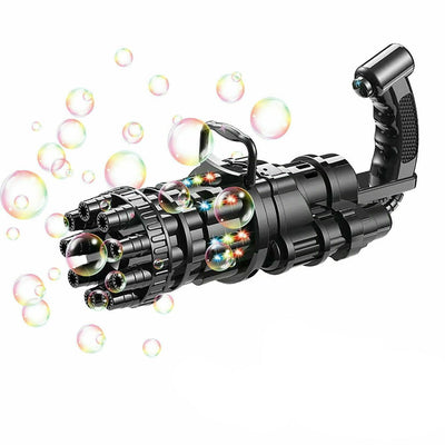 Gatling Bubble Gun Summer Soap Water Bubble Machine Kids Toys With Light Music Black Payday Deals