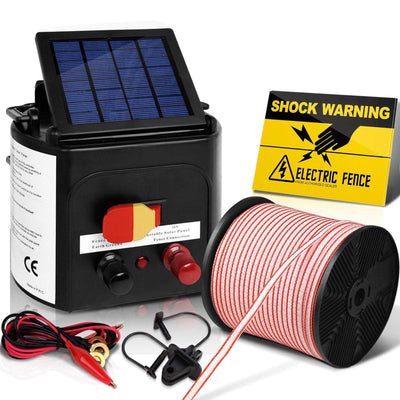 Giantz 3km Solar Electric Fence Energiser Charger with 400M Tape and 25pcs Insulators Payday Deals
