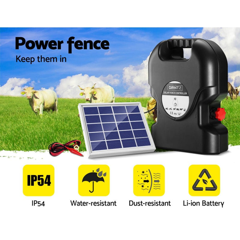 Giantz Electric Fence Energiser Solar Fencing Energizer Charger Farm Animal 10km 0.5J Payday Deals