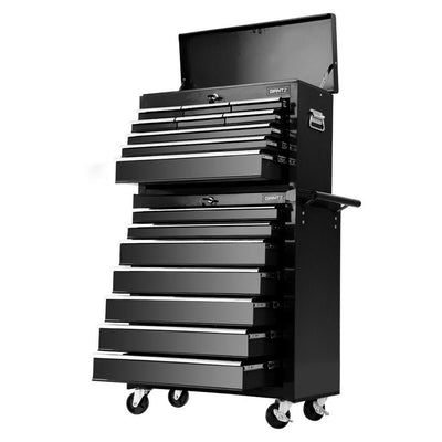 Giantz Tool Chest and Trolley Box Cabinet 16 Drawers Cart Garage Storage Black Payday Deals