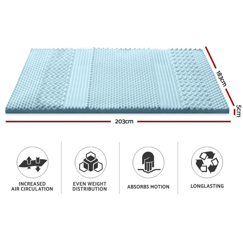 Giselle Bedding Cool Gel 7-zone Memory Foam Mattress Topper w/Bamboo Cover 5cm - King Payday Deals