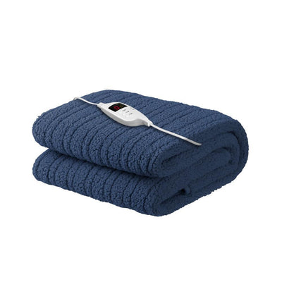 Bedding Electric Heated Throw Rug Washable Fleece Snuggle Blanket Midenight Blue