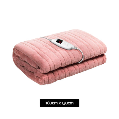 Giselle Bedding Heated Electric Throw Rug Fleece Sunggle Blanket Washable Pink Payday Deals