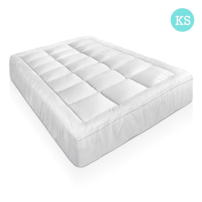 Giselle King Single Mattress Topper Bamboo Fibre Pillowtop Protector Payday Deals