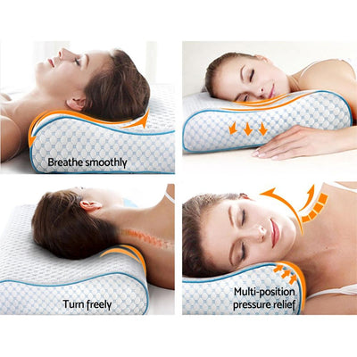 Giselle Memory Foam Pillow Ice Silk Cover Contour Pillows Cool Cervical Support Payday Deals