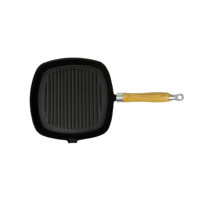 Grill Pan with Wooden Handle Cast Iron 20x20 cm Payday Deals