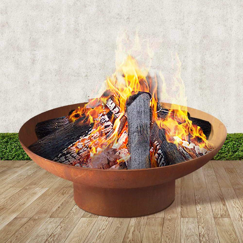 Grillz Fire Pit Charcoal Vintage Campfire Burner Rust Outdoor Steel Bowl 70CM Payday Deals