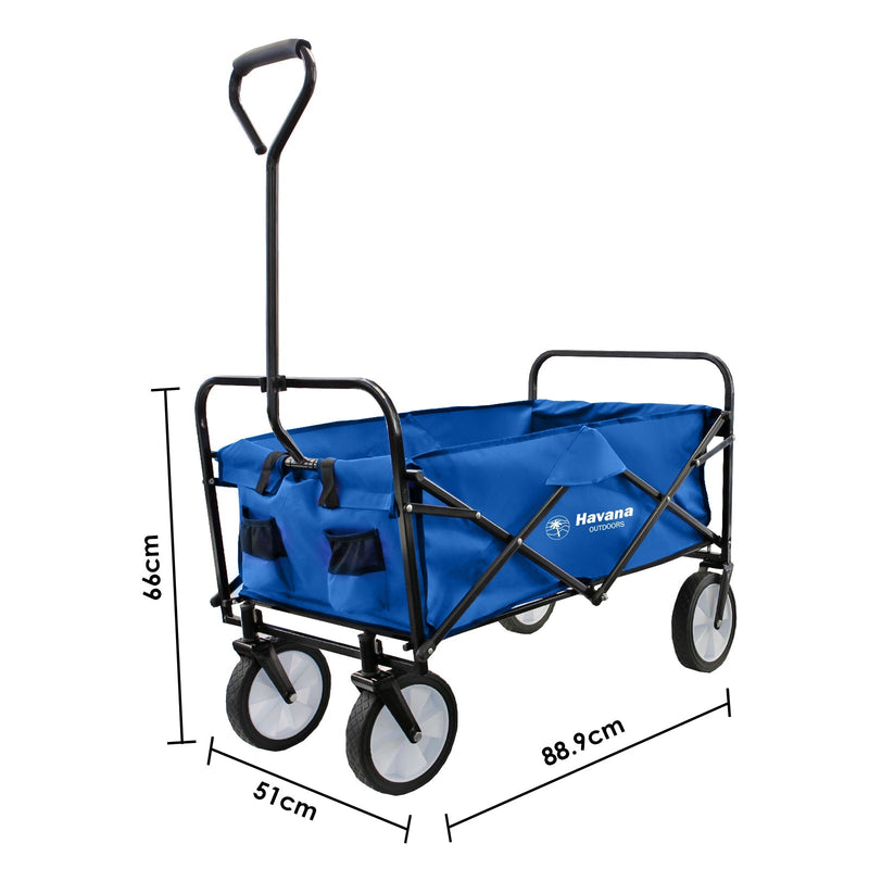 Havana Outdoors Collapsible Beach Trolley Garden Cart Foldable Picnic Navy Payday Deals