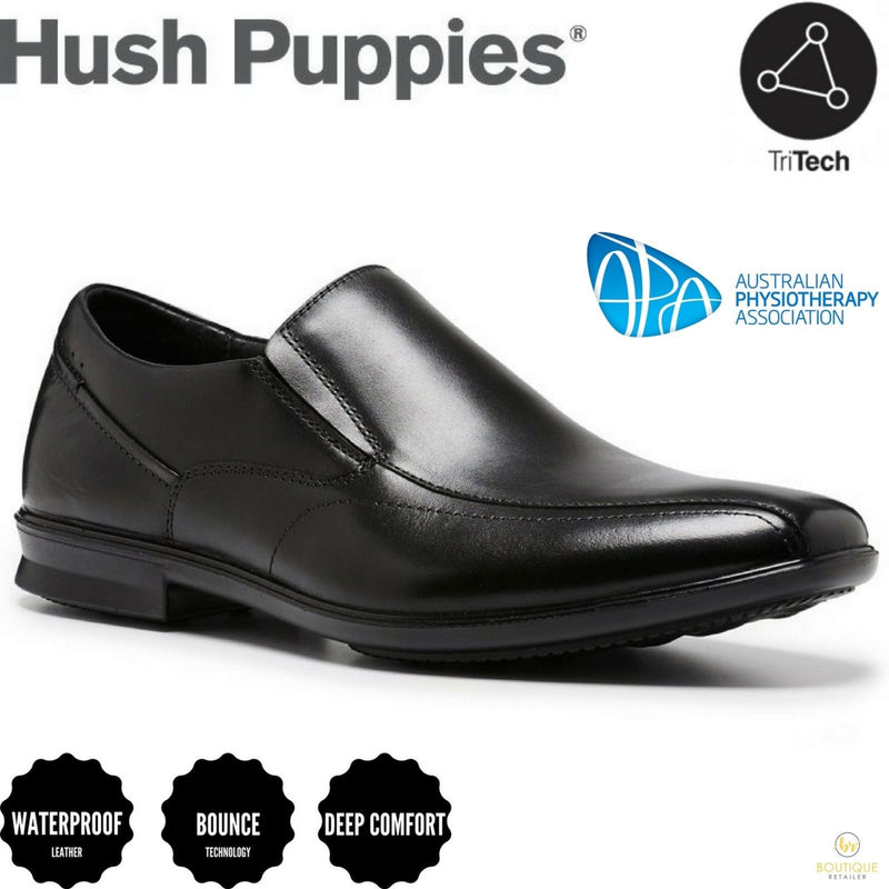 HUSH PUPPIES Callan Mens Leather Shoes Slip On Dress Business Work - EE Payday Deals