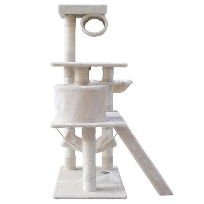 i.Pet Cat Tree 141cm Trees Scratching Post Scratcher Tower Condo House Furniture Wood Beige Payday Deals