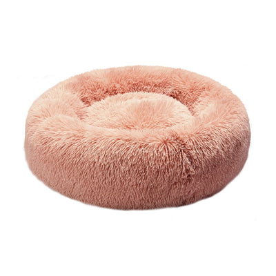 Pet Bed Cat Dog Donut Nest Calming Kennel Cave Deep Sleeping Pink XL